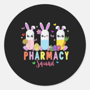 Pharmacy Technician Bunny Easter Day Pharmacy Tech Classic Round Sticker