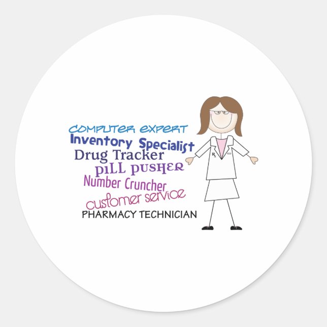 Pharmacy Technician Classic Round Sticker (Front)