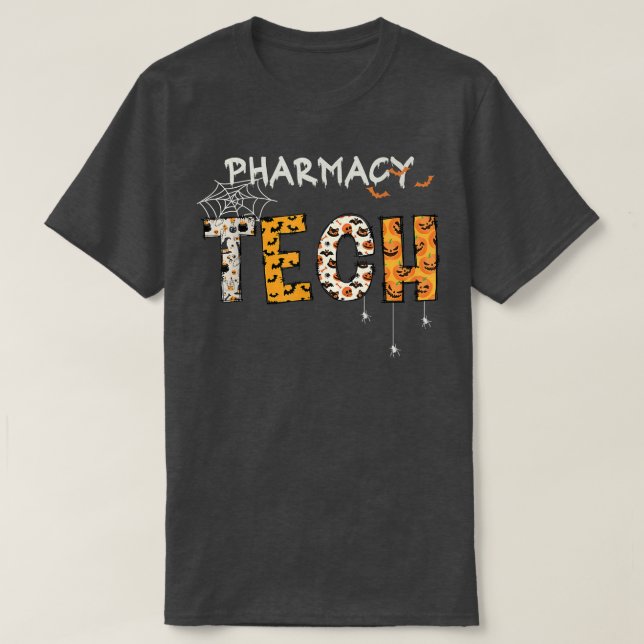 Pharmacy Technician Funny Pharmacist Halloween spo T-Shirt (Design Front)