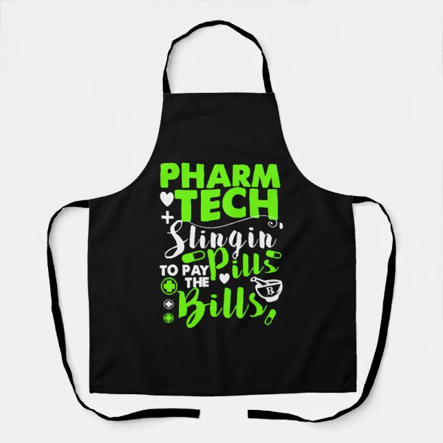 Pharmacy Technician Funny Shirt Apron (Front)
