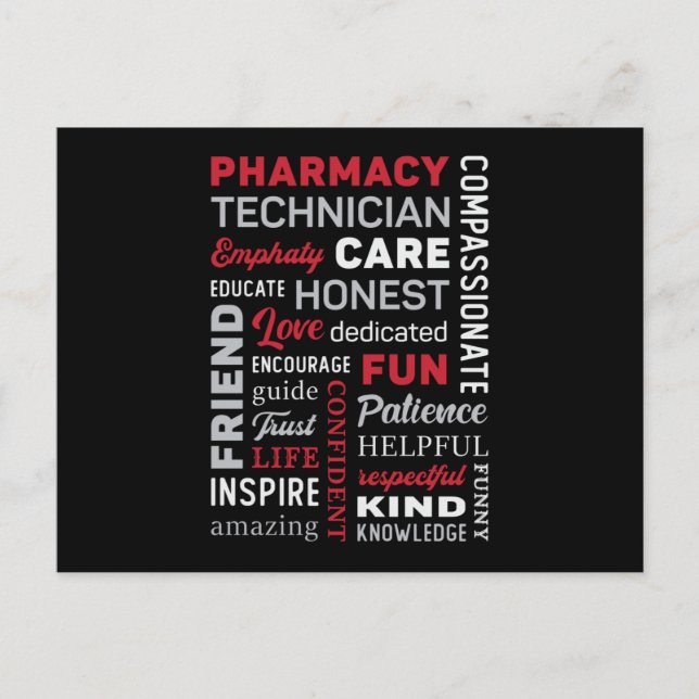 Pharmacy Technician Tech Medicine Pharmacist Quote Postcard (Front)