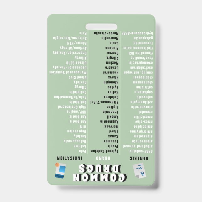 Pharmacy Technician - Top 50 Drugs and Indications ID Badge (Front)