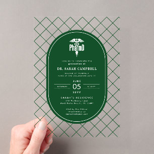 PharmD Doctor of Pharmacy Graduation Check Pattern Acrylic Invitations