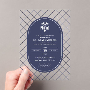 PharmD Doctor of Pharmacy Graduation Check Pattern Acrylic Invitations