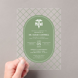 PharmD Doctor of Pharmacy Graduation Check Pattern Acrylic Invitations