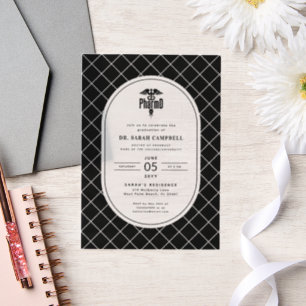 PharmD Doctor of Pharmacy Graduation Check Pattern Vellum Invitations