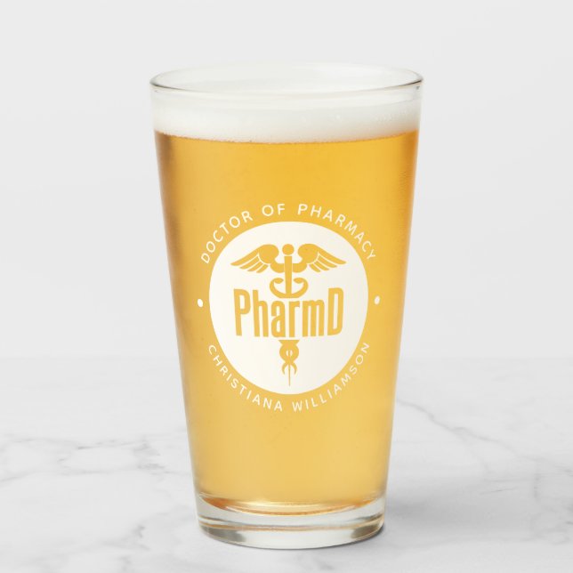 PharmD Doctor of Pharmacy Graduation Pharmacist Glass (Front Filled)