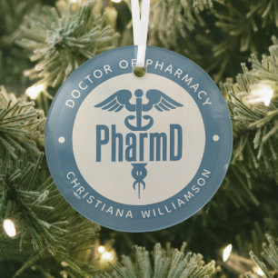 PharmD Doctor of Pharmacy Graduation Pharmacist Glass Tree Decoration
