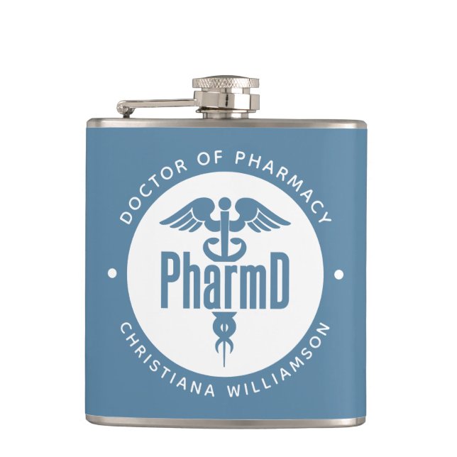 PharmD Doctor of Pharmacy Graduation Pharmacist Hip Flask (Front)