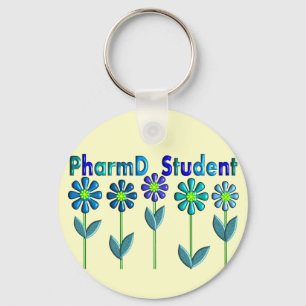 PharmD Student BLUE FLOWERS Key Ring
