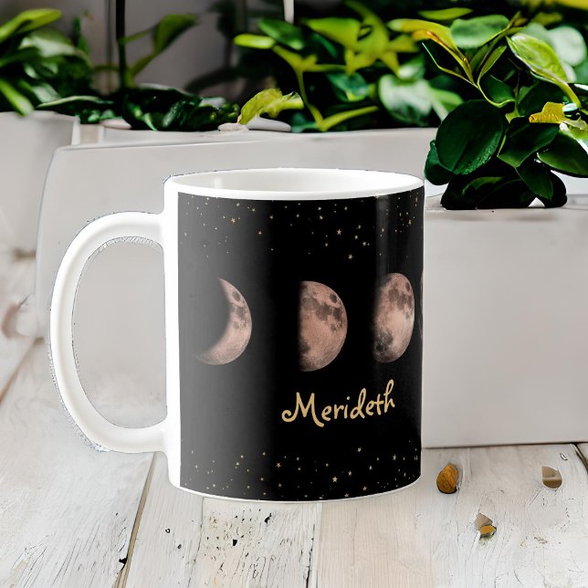 Phases of Moon on a Starry Night Personalised Coffee Mug (Creator Uploaded)