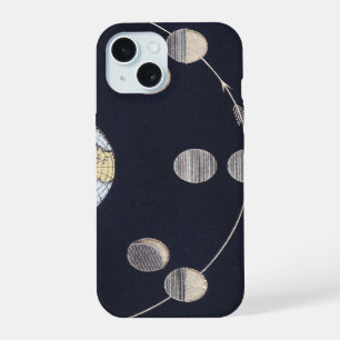 Phases of Moon with Earth & Sun, Vintage Astronomy iPhone 15 Case
