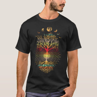 Phases Of The Moon 60's 70's Vibe Tree Of Life   T-Shirt