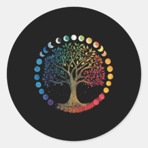 Phases Of The Moon Tree Chakra Yoga Yogi Meditatio Classic Round Sticker