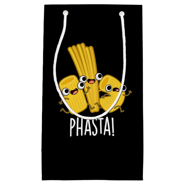 Phasta Funny Fast Pasta Pun Dark BG Small Gift Bag (Front)