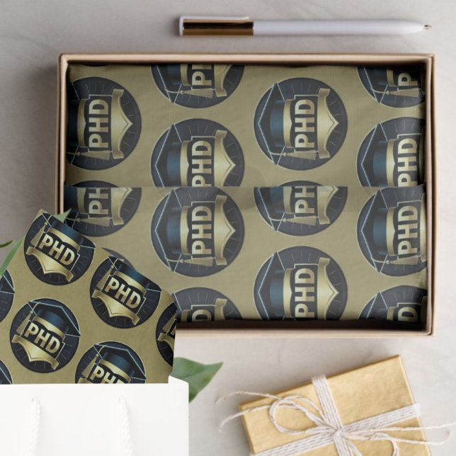 PhD black gold gift wrapping Tissue Paper (Creator Uploaded)