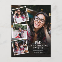 PhD Degree 4 Photo Graduation Party Invitation Pos