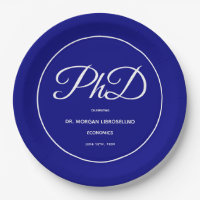PhD degree Blue Graduation Party Paper Plate