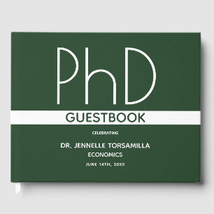 PhD degree Graduation Party Green Guest Book