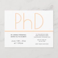 PhD degree Graduation Party Invitation White