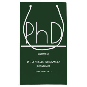 PhD degree Graduation Party Small Green Gift Bag