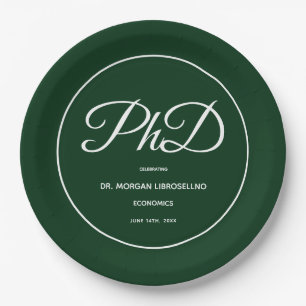 PhD degree Green Graduation Party Paper Plate