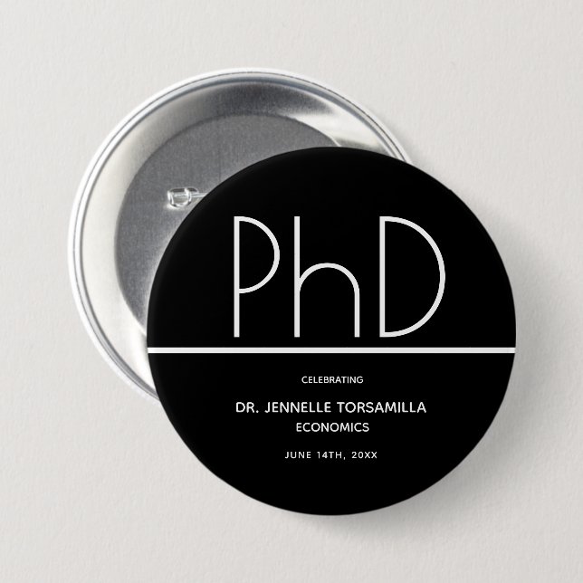 PhD degree Keepsake Graduation 7.5 Cm Round Badge (Front & Back)
