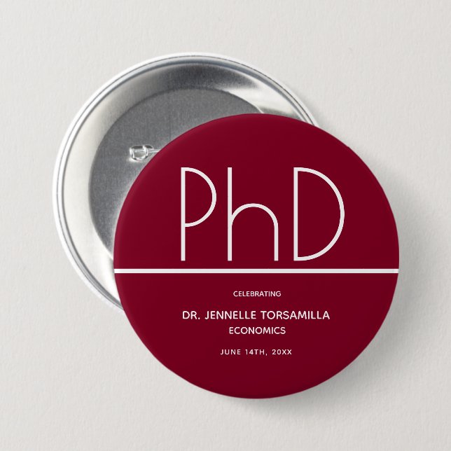 PhD degree Keepsake Graduation 7.5 Cm Round Badge (Front & Back)