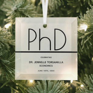PhD degree Keepsake Graduation Glass Tree Decoration