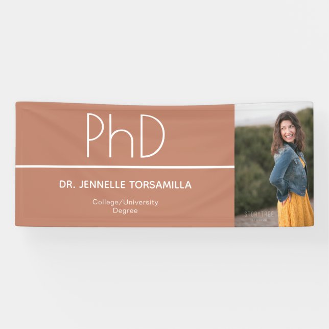 PhD degree Light Brown Graduation Photo Banner (Horizontal)