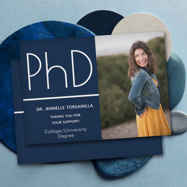PhD degree Photo Announcement Blue White (Creator Uploaded)