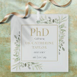 Phd Degree Watercolor Greenery Keepsake Glass Tree Decoration<br><div class="desc">Featuring delicate watercolor greenery leaves,  this chic Phd graduation keepsake gift ornament can be personalised with your grads name,  subject and graduation date. Designed by Thisisnotme©</div>
