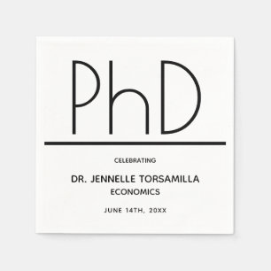 PhD degree White Black Graduation Napkin