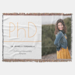 PhD degree White Cream Grey Graduation Photo Throw Blanket