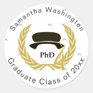 PhD Doctor Graduation Beefeater Tam Pattern Classic Round Sticker