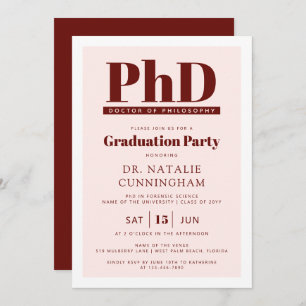 PhD Doctor of Philosophy Doctoral Graduation Invitation