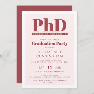 PhD Doctor of Philosophy Doctoral Graduation Invitation