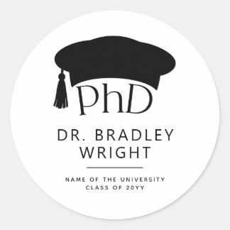PhD Doctoral Grad Hat Doctoral Degree Graduation Classic Round Sticker