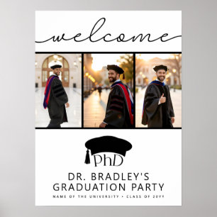 PhD Doctoral Grad Hat Doctoral Graduation Welcome Poster