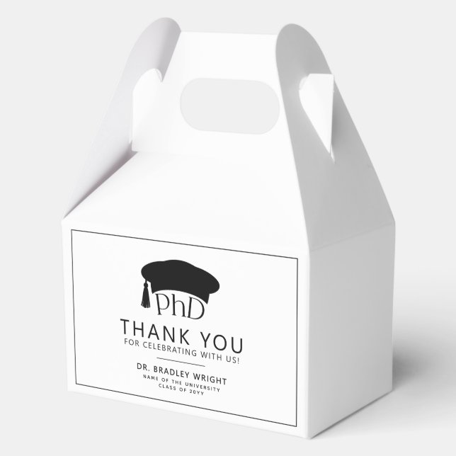 PhD Doctoral Grad Hat Graduation Thank You Favour Box (Front)
