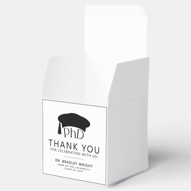 PhD Doctoral Grad Hat Graduation Thank You Favour Box (Opened)
