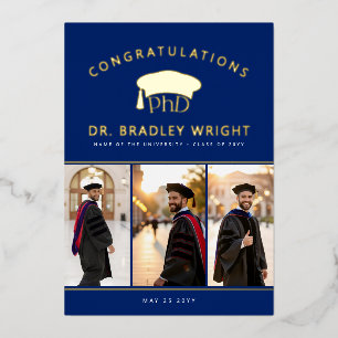 PhD Doctoral Hat Doctoral Graduation Foil Card