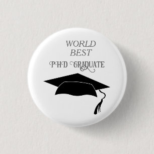 phd doctorate graduate cap celebration present 3 cm round badge