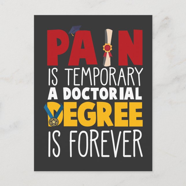 PhD Doctorate Student Doctor Graduation College Postcard (Front)