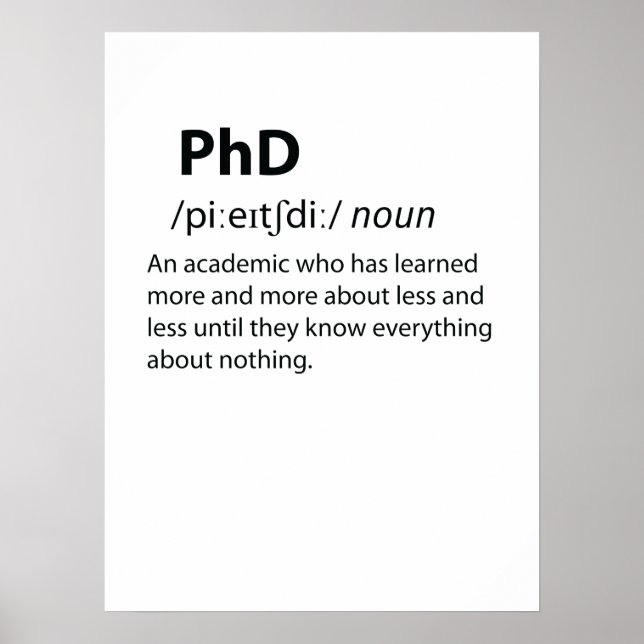 PhD Funny Dictionary Definition Poster (Front)