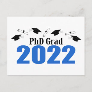 PhD Grad 2022 Caps And Diplomas (Blue) Postcard