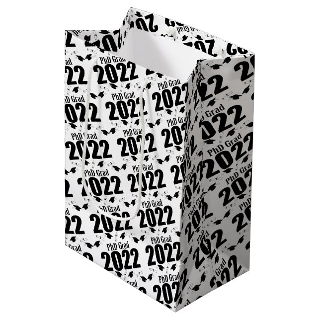 PhD Grad 2022 Graduation Gift Bag (Black) (Front Angled)