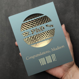 PhD graduation greeting card gold platinum