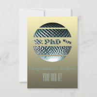 PhD graduation greeting card platinum blue