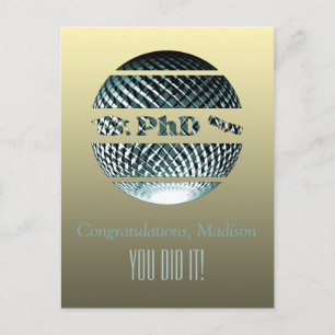 PhD graduation greeting card platinum blue
